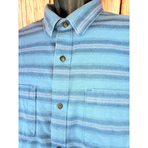Travis Mathew Mens Button-Up Soft Cloud Shirt Large Blue Striped - Picture 3 of 7